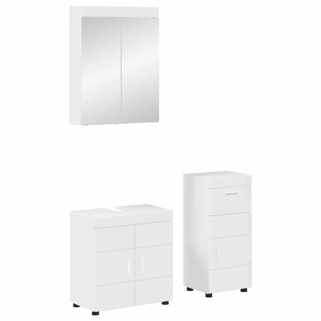 Set di mobili per il bagno TULUM 3 pz Bianco Lucido 3398028
