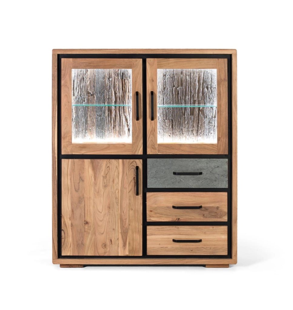 Credenza realizzata a mano in legno di acacia 110 cm