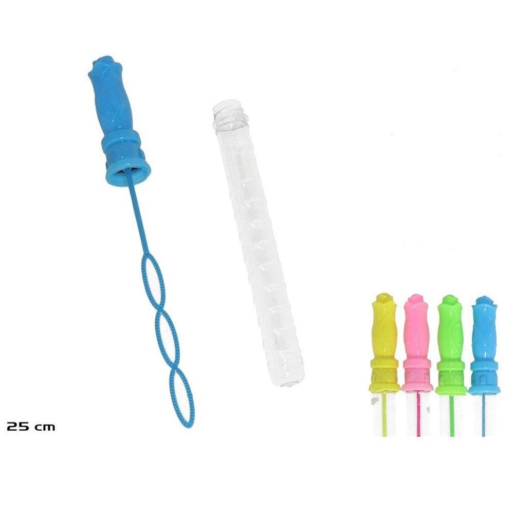 Trade Shop - Set 4 Pz Bacchetta Bolle Di Sapone Spada 25cm 3 Bolle 50ml 4 Colori Feste 975704 -