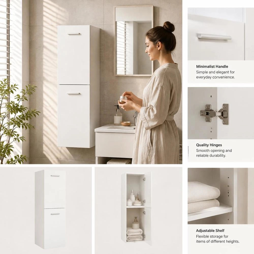 Bathroom Cabinet, White, 30x30x80 Cm, Wood-based Material
