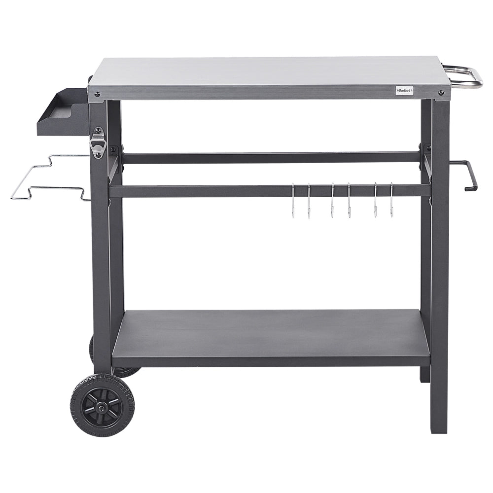 Carrello di servizio da giardino per esterni Carrello da cucina superiore in acciaio inox nero con ruote