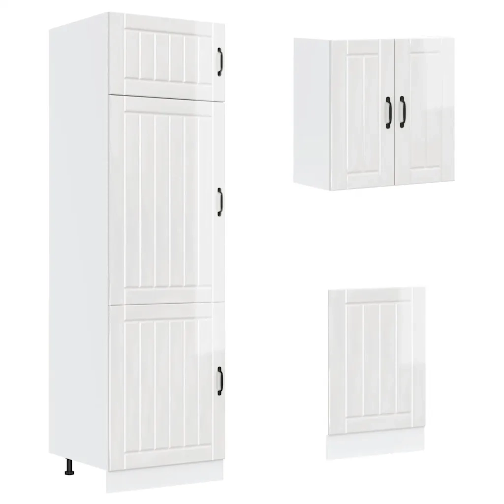 vidaXL Set Mobili da Cucina 8 pz Lucca Bianchi Lucido in Truciolato