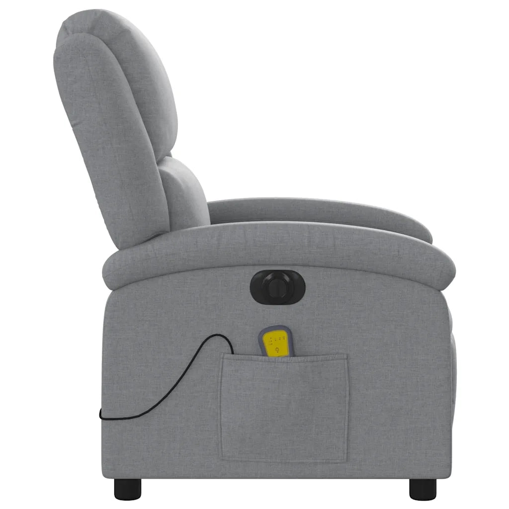 Divano Sedia-Poltrona Reclinabile Massaggio Elettrica Grigio Chiaro Tessuto 796288