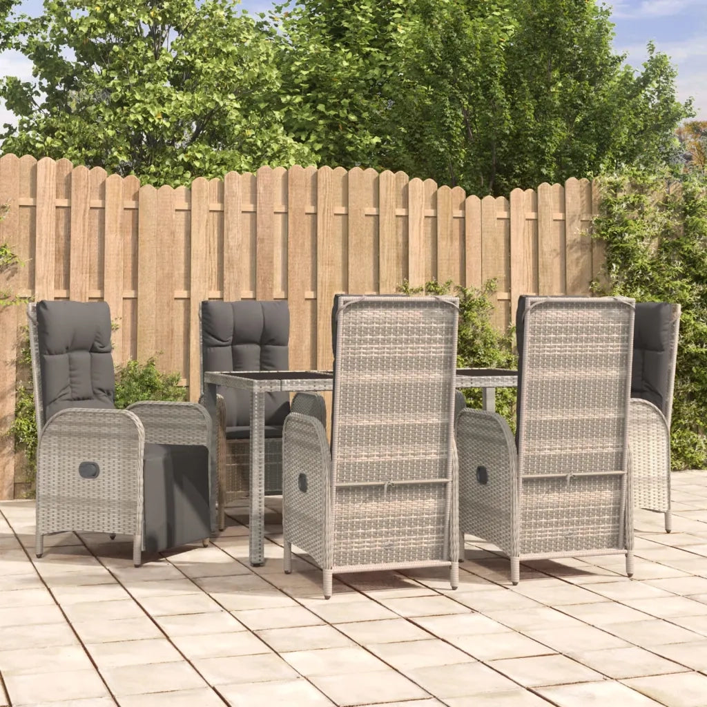 Set da Pranzo da Giardino 7 pz con Cuscini in Polyrattan Grigio 3185036