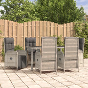 Set da Pranzo da Giardino 7 pz con Cuscini in Polyrattan Grigio 3185036