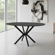 Tavolo rotondo allungabile Diano nero ardesia con gambe nere in metallo 110x110x76H