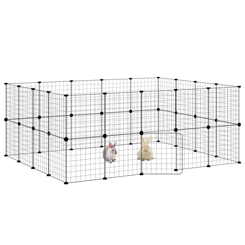 Gabbia per Animali 36 Pannelli con Porta Nera 35x35 cm Acciaio 3114039