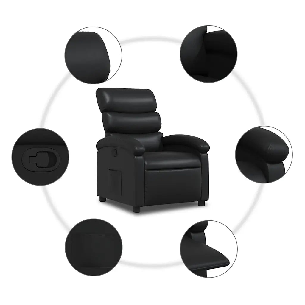 Divano Sedia-Poltrona Reclinabile Nera in Similpelle 612438