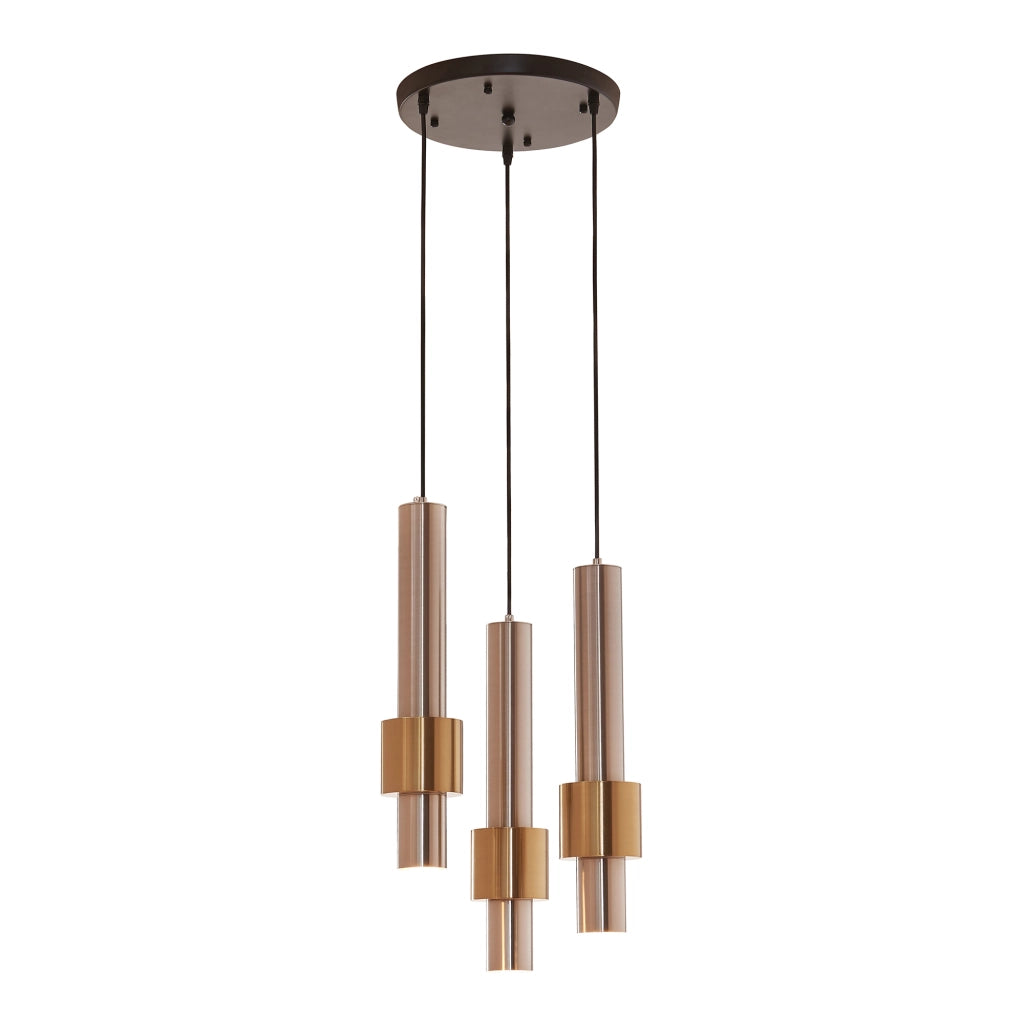 Lampada a Sospensione Lulled in Metallo con 3 Paralumi - Argento / Oro lux.pro