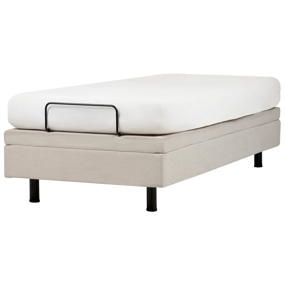 Letto elettrico matrimoniale tessuto beige chiaro regolabile con telecomando senza testiera 90x200 cm stile moderno