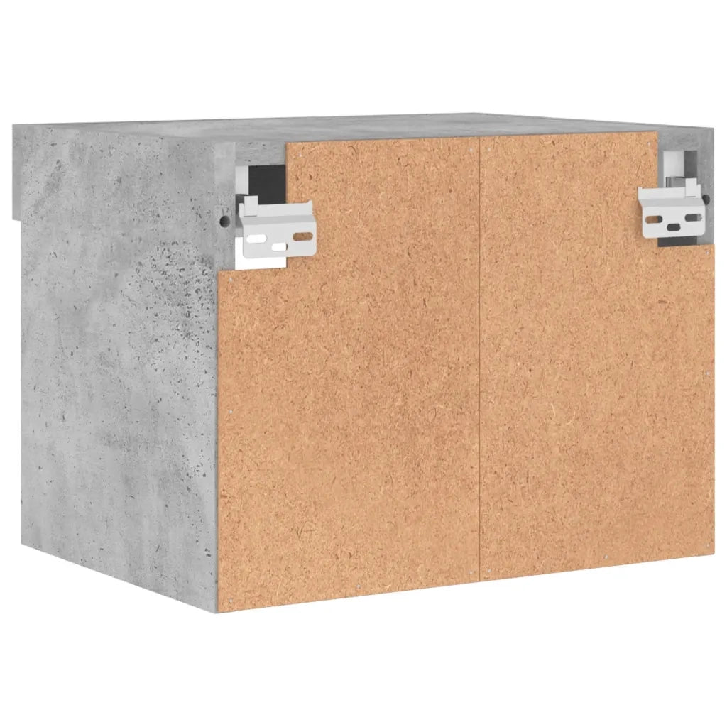 Comodino con Luci LED a Parete-Tavolino da notte Grigio Cemento 537878