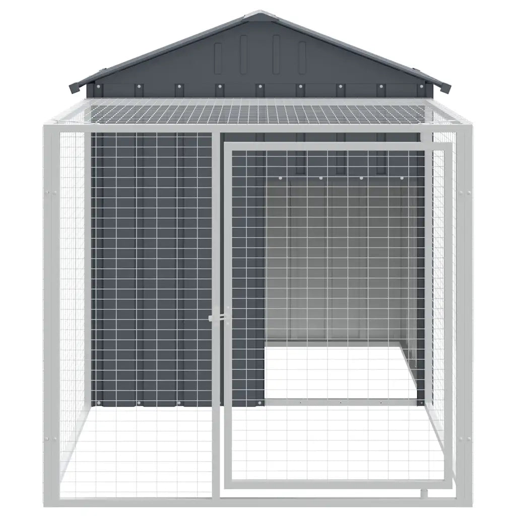 Gabbia per polli con recinto antracite 117x201x123 cm in acciaio zincato 172353