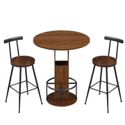 Set Tavolo Rotondo e 2 Sgabelli da Bar ¨C Xylo ¨C Legno e Metallo, Noce