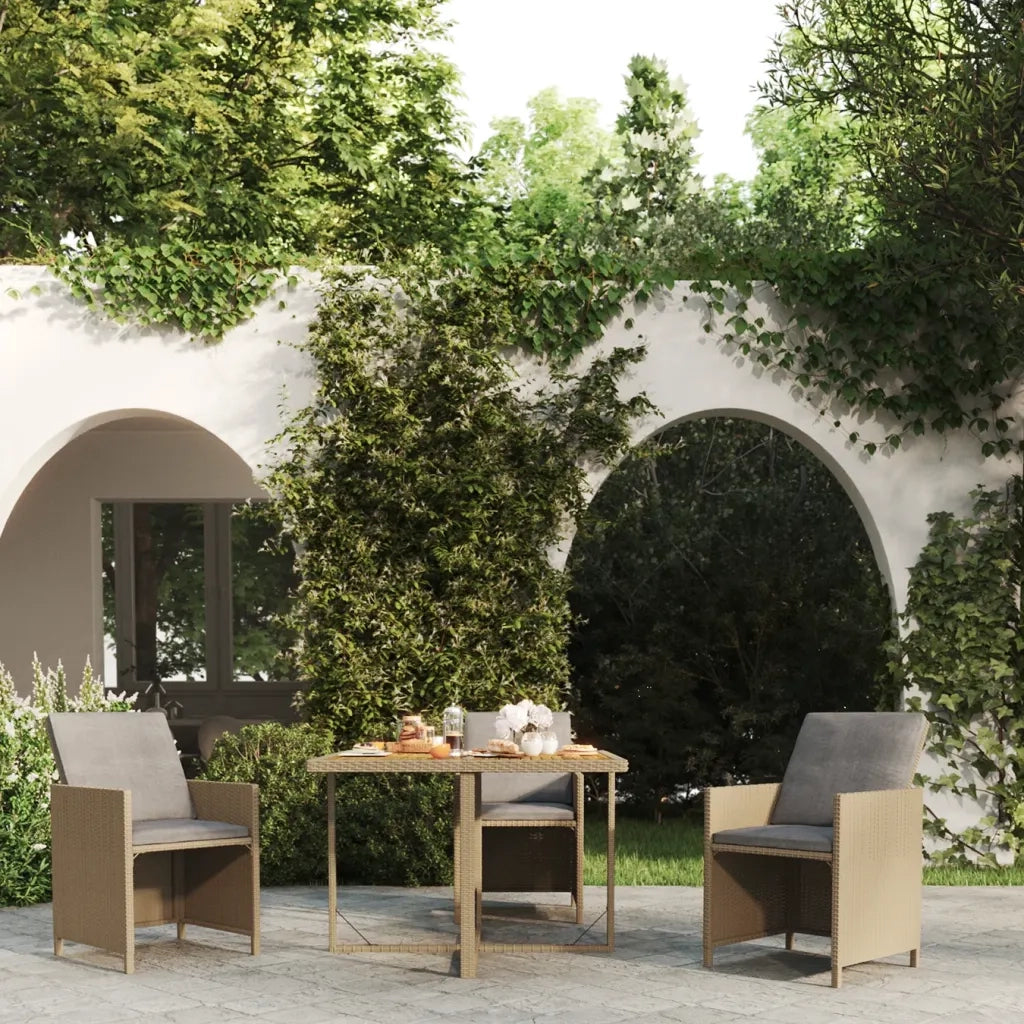Tavolo da Giardino Beige 109x107x74 cm in Polyrattan e Acacia cod mxl 34245