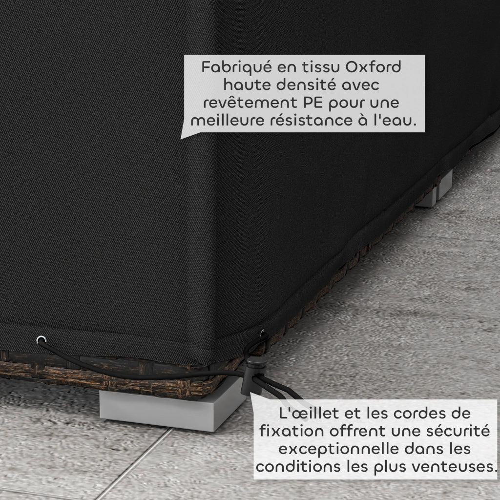 Housse per Tavolo da Giardino ¨C zephmum ¨C 222x155x67 cm, Nero, Tessuto Oxford, Impermeabile