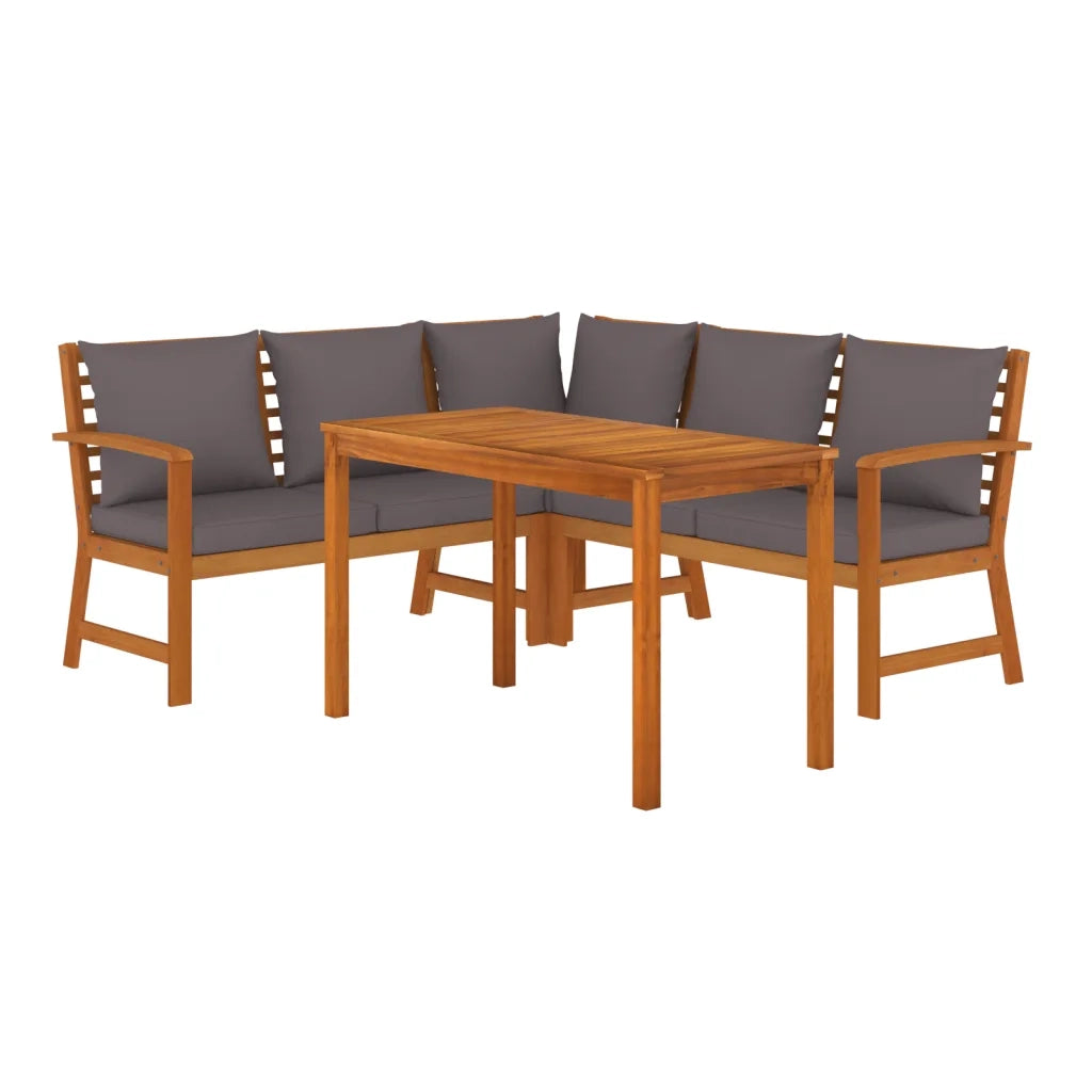 Set da Pranzo Giardino 4pz con Cuscini Legno Massello di Acaciacod mxl 124409