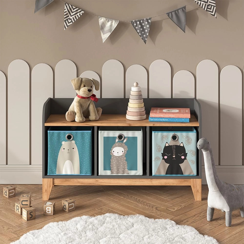 Panca per bambini Malia, Grigio/Artisan, 107.2 x 63.8 cm, adatto come seduta e superficie d’appoggio per bambini