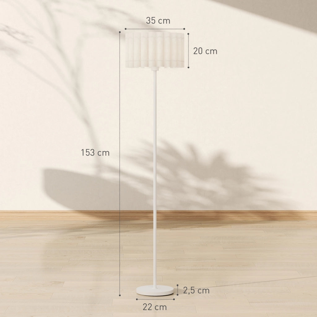 Lampada da Terra Retr¨° ¨C Xylo ¨C Paralume Plastica Bianco con Interruttore a Pedale