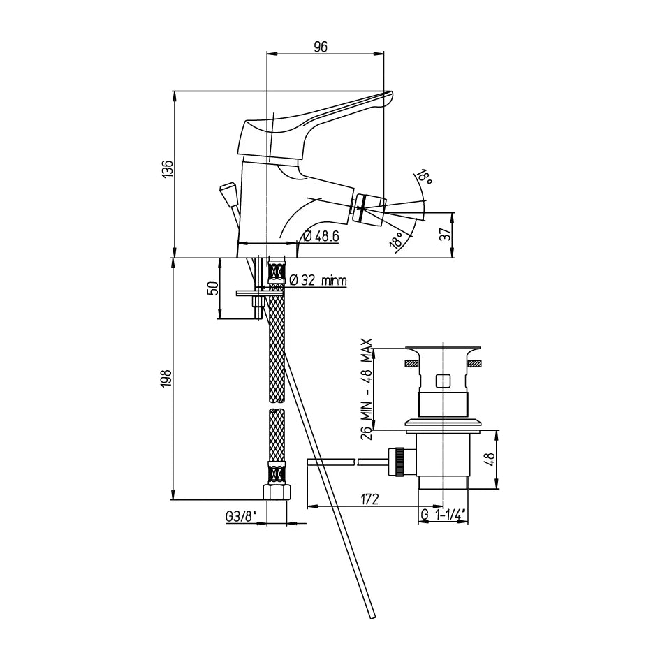 Miscelatore monocomando bidet ARGO Linea Derby cromo
