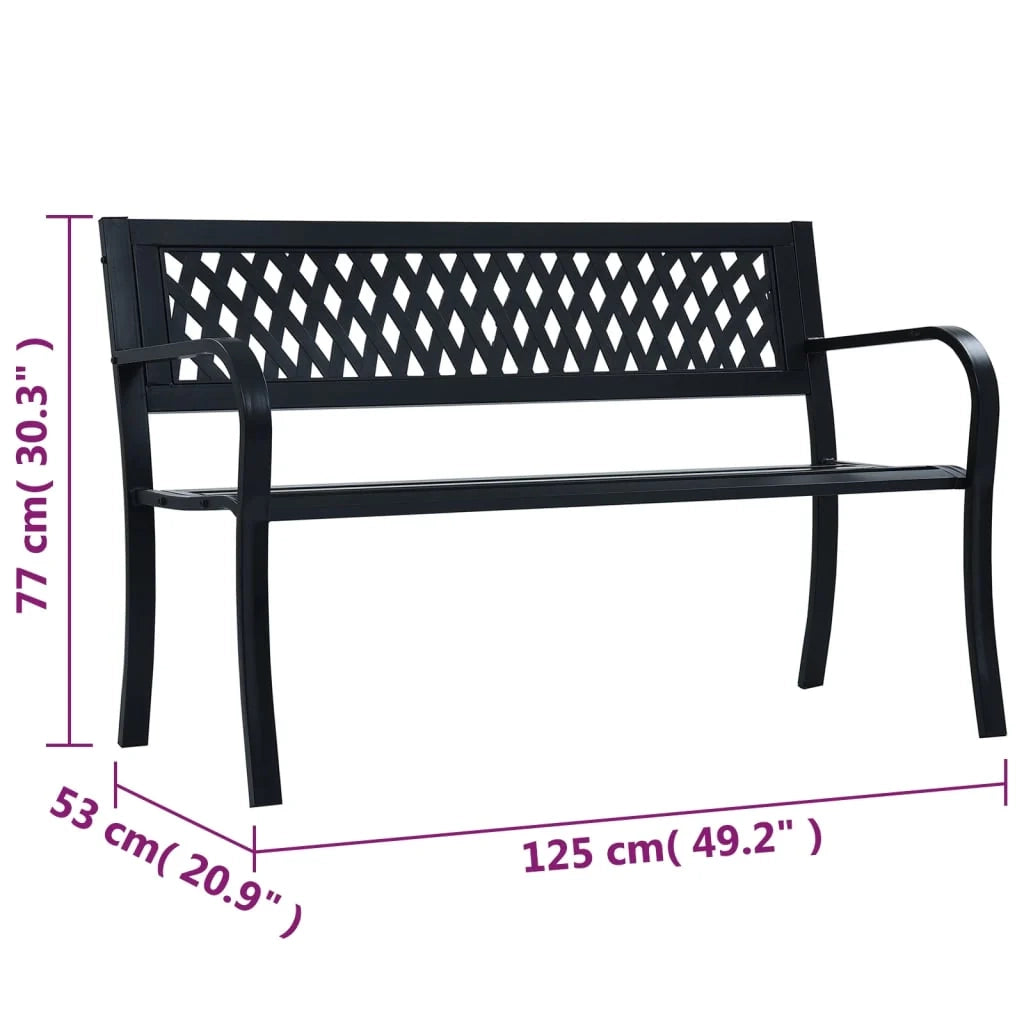 Panca da giardino mobili da esterno terrazza 125 cm acciaio nero 02_0011233