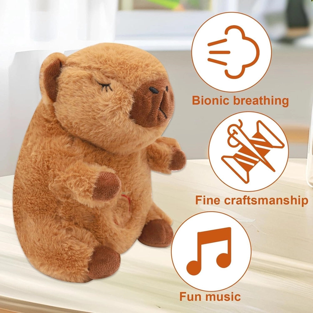 Trade Shop - Peluche Capibara Che Respira Movimento Respirante Con Luci Musica Per Bambini Morbido -