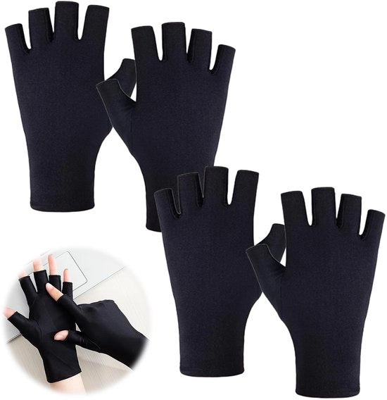 Manopole per unghie UV con protezione UPF50+ - 2 pezzi - senza dita - professionali - per lampada per unghie - materiale comodo e estensibile