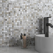 Tegoli da parete 3D autoadesivi - bagno e cucina - 10 fogli - argento