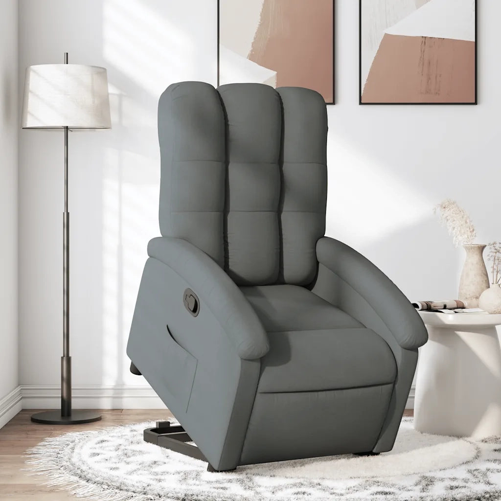 Poltrona | Sedia Relax Alzapersona Reclinabile Grigio Scuro in Tessuto