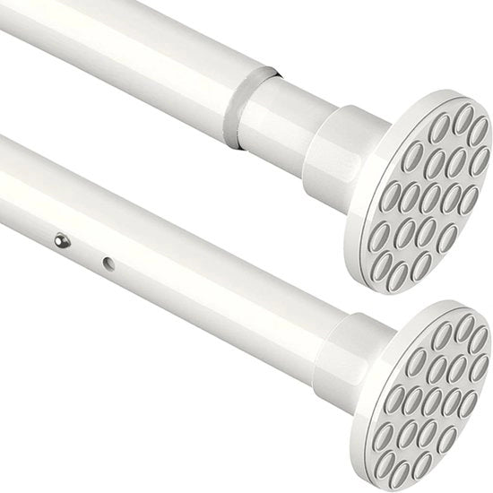 Stang per doccia, senza foro, asta telescopica estensibile, maniglia di vetro resistente per fissaggio, stanghetto per doccia per bagno, camera da letto, bianco (160-220 cm, 32 mm)