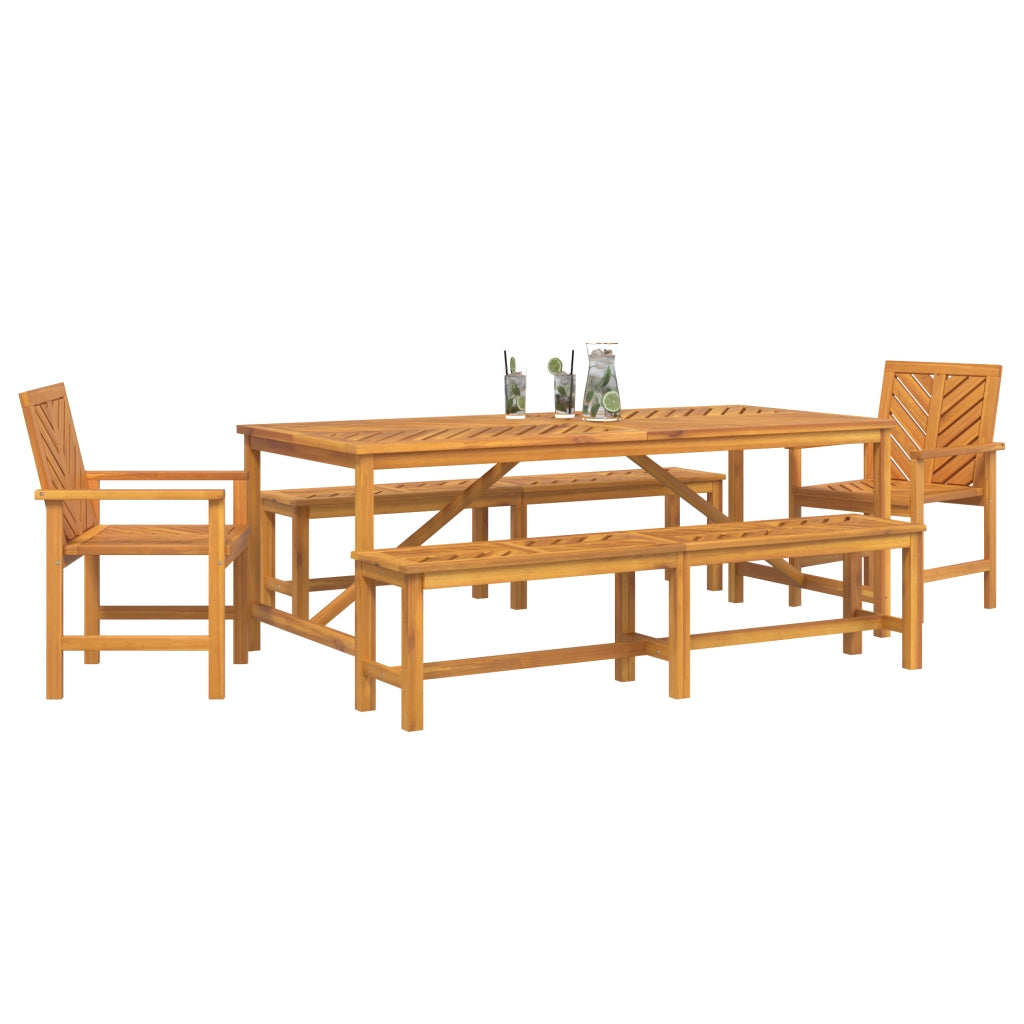 Set da Pranzo da Giardino 5 Pezzi in Legno Massello di Acacia