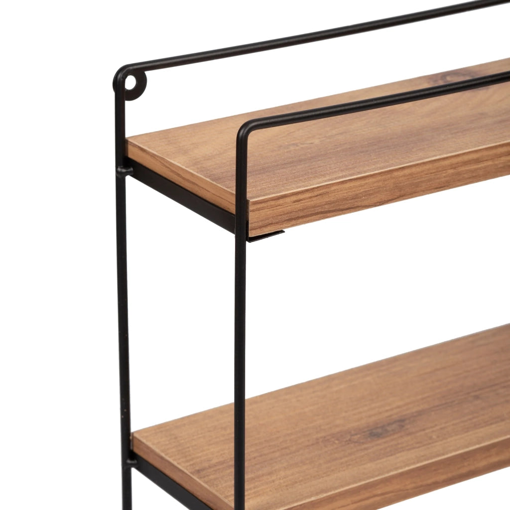 Mensola da parete Skovbo a 3 ripiani 43 x 37,5 x 11 cm effetto legno nero 03_0007049