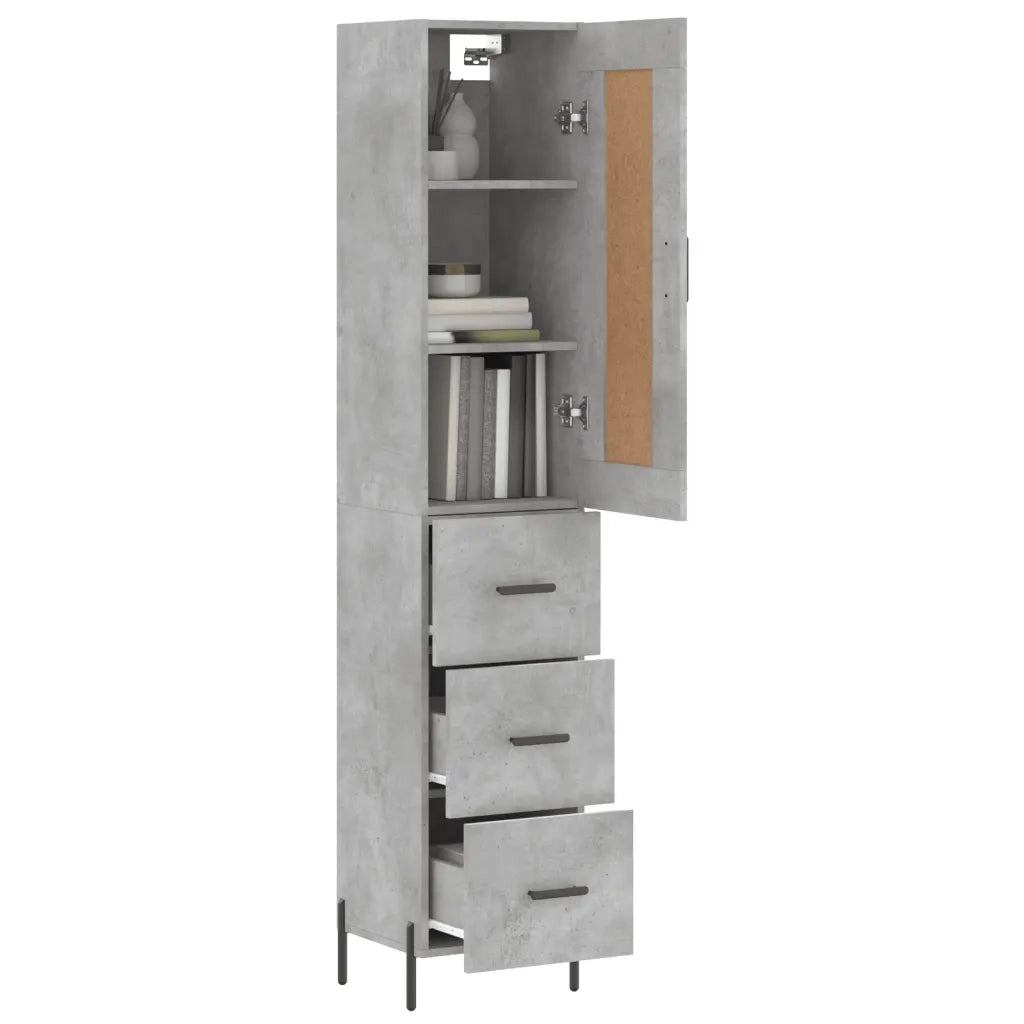 Credenza-Buffet-Armadio da cucina Grigio Cemento 34,5x34x180 cm in Legno Multistrato 717563