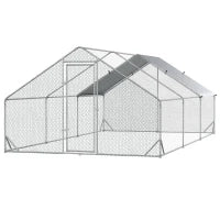 Pollaio da Giardino con Telaio Zincato, Copertura Impermeabile e Rete Esagonale, 3x6x2m, Argento