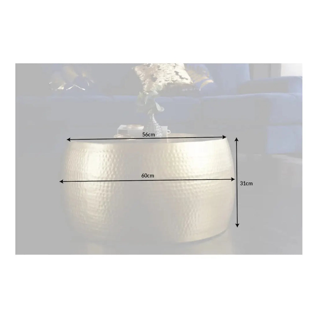 Tavolino TRIANE 60 cm in alluminio dorato – Tavolino rotondo design effetto martellato