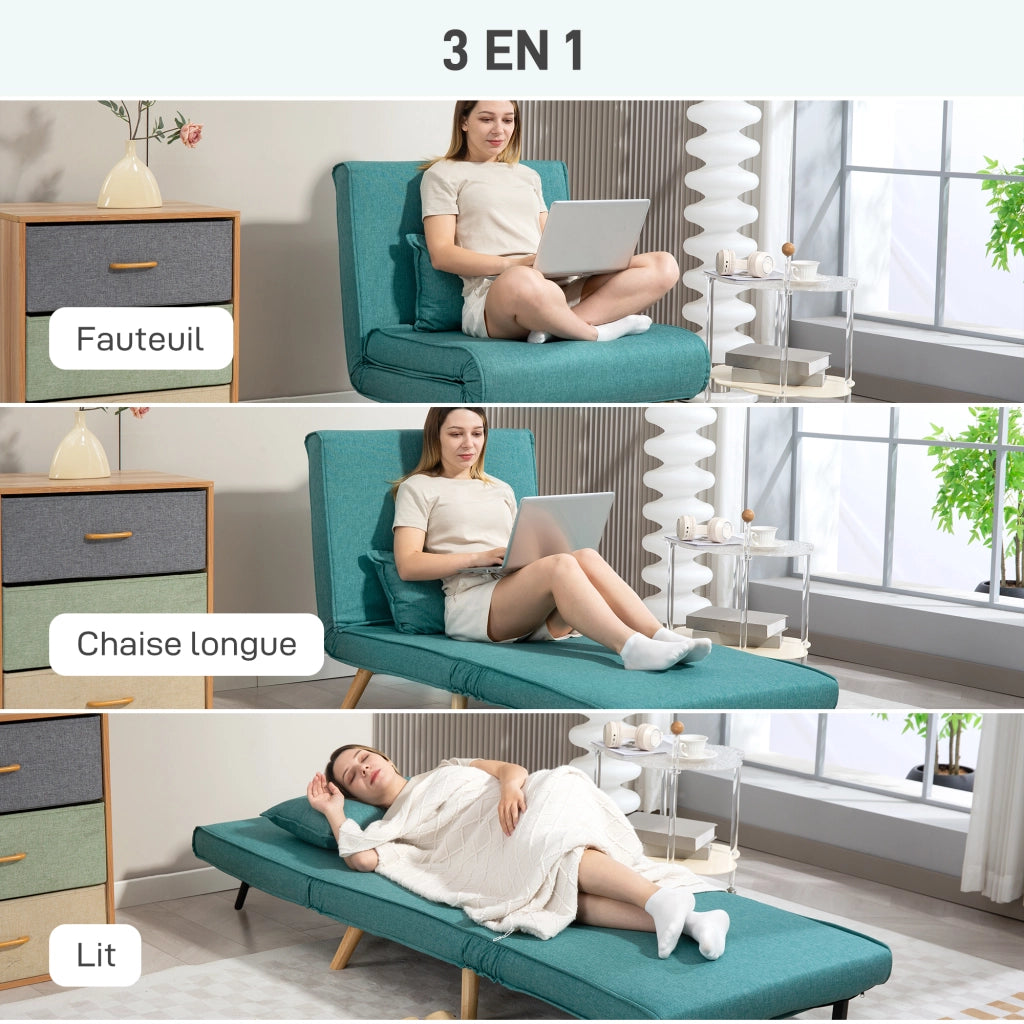 Divano letto a scomparsa 1 posto con cuscino ¨C zephmum ¨C verde