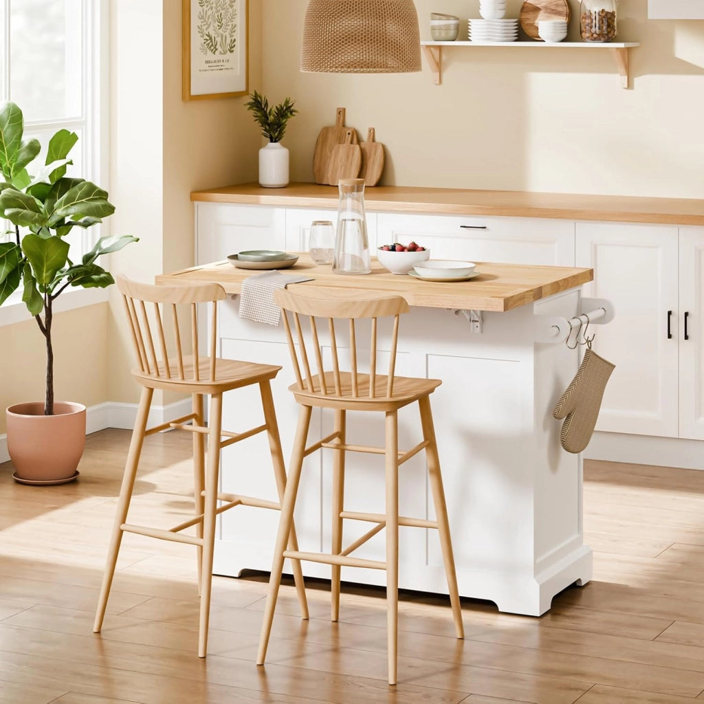 isola cucina con ruote carrello da cucina con piano di lavoro pieghevole mobile cucina con ruote penisola cucina piano lavoro Bianco 115x92x(46-71) cm FKW71-III-WN