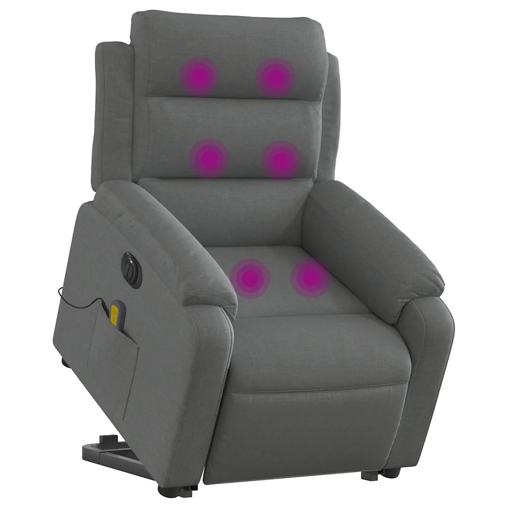 Poltrona Alzapersona Massaggi Elettrica Grigio Scuro Tessuto 3205017