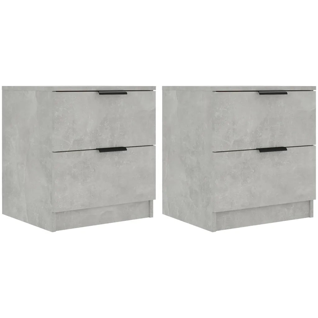 Comodini 2pz-Set di 2 Tavolino da notte Grigio Cemento in Legno Multistrato 575969