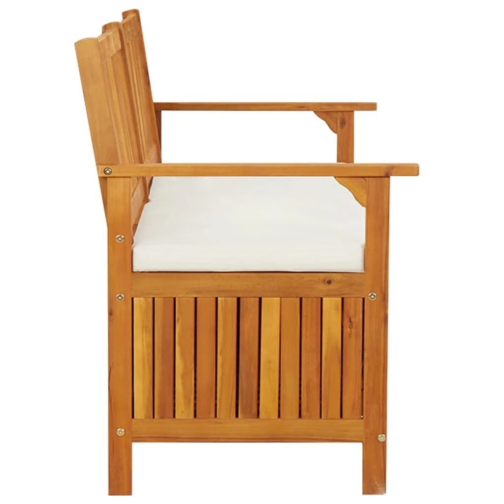 Panca da giardino mobili da esterno per patio panca contenitore da terrazza con cuscino 148 cm legno massello di acacia 02_0011798