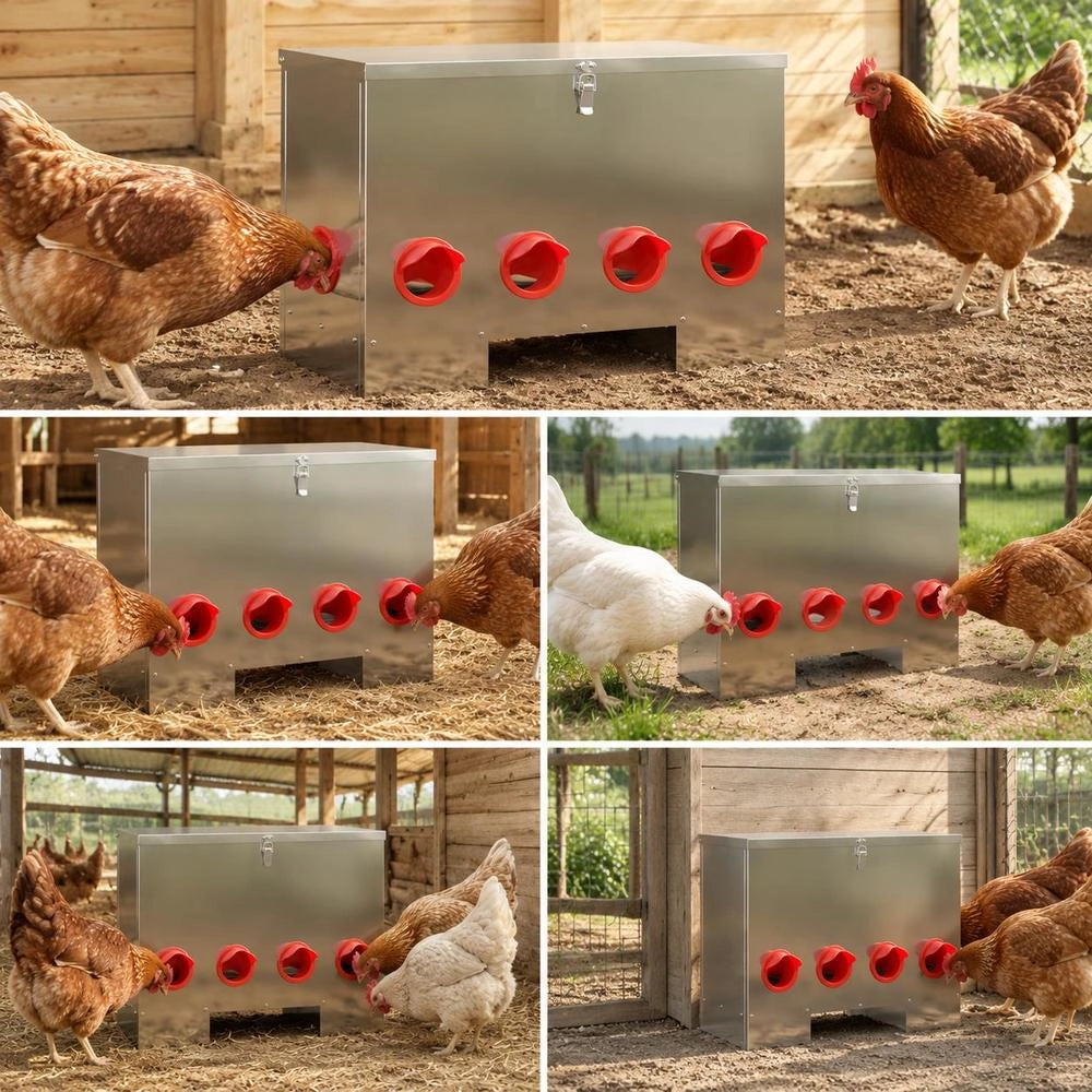 Feeder Per Pollo 2 Argento 60.5 X 29 X 51 Cm 25 Kg