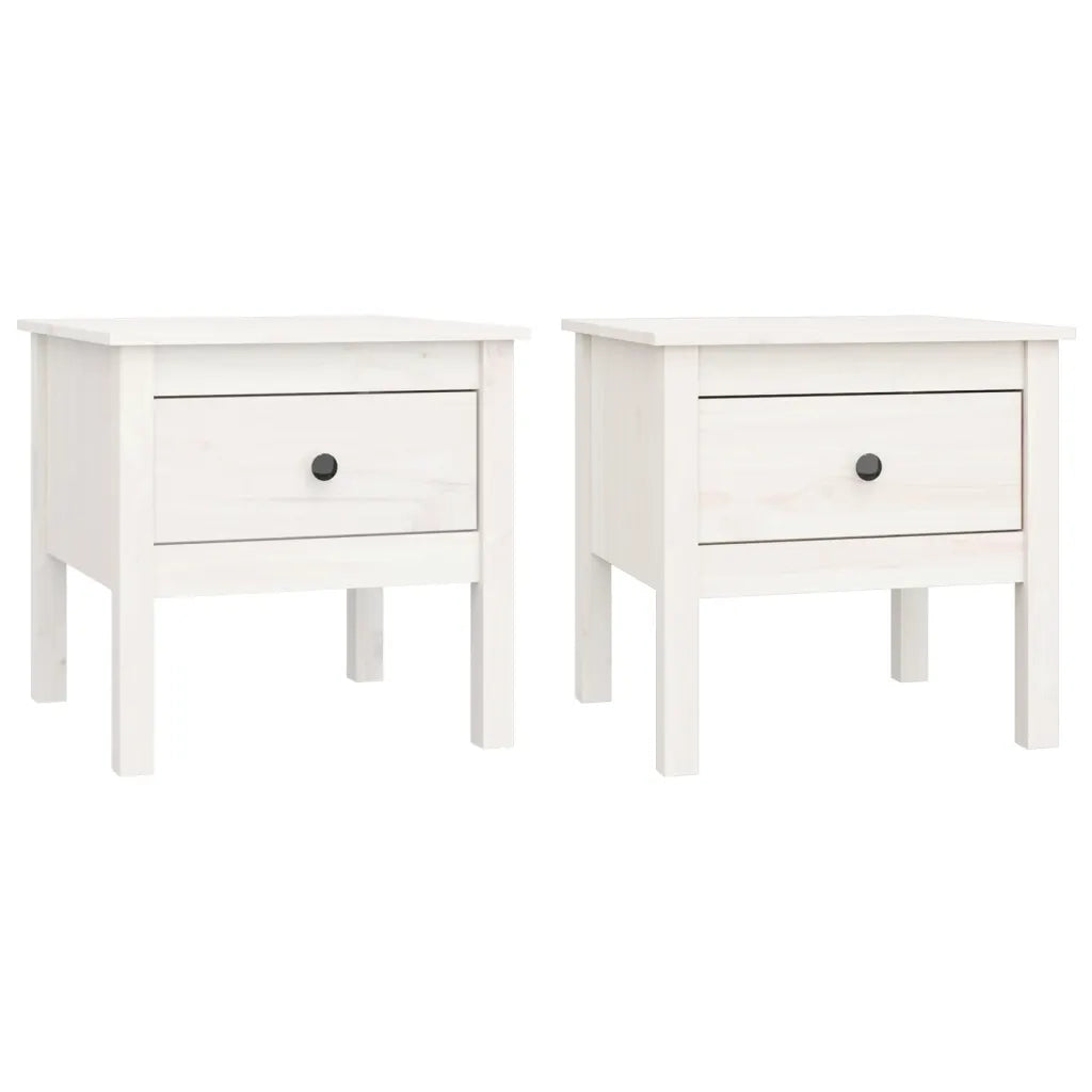 Tavolini 2 pz Bianchi 50x50x49 cm Legno Massello di Pino 813797