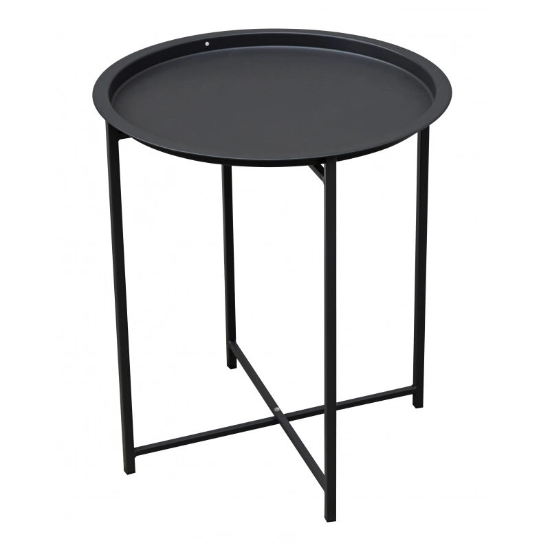 Tavolino In Ferro Antracite Diam 46 X 52 Cm Moia