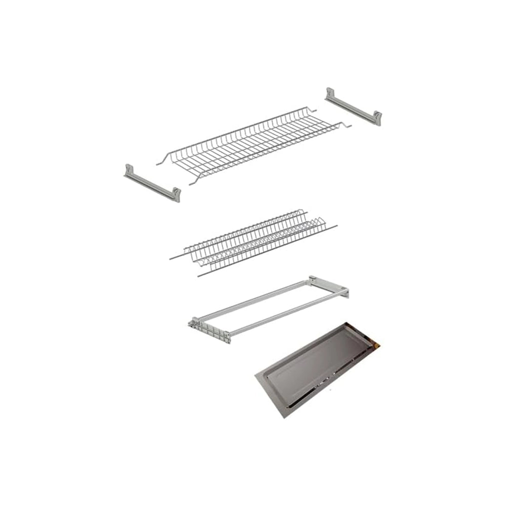Scolapiatti Colapiatti In Metallo Verniciato Grigio Compelto Di Staffe Di Montaggio Telaio E Vaschetta In Acciaio Inox Per Pensili Da 80Cm Lunghezza 76Cm