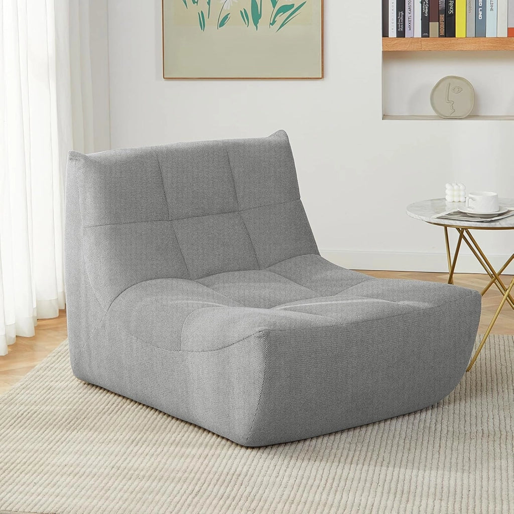 Poltrona Imbottita da Terra, Pouf Poltrona con Schienale, Sfoderabile, per Soggiorno, Camera da Letto, Balcone, 98x84x73 cm, in Spugna, Grigio, 0034XXY