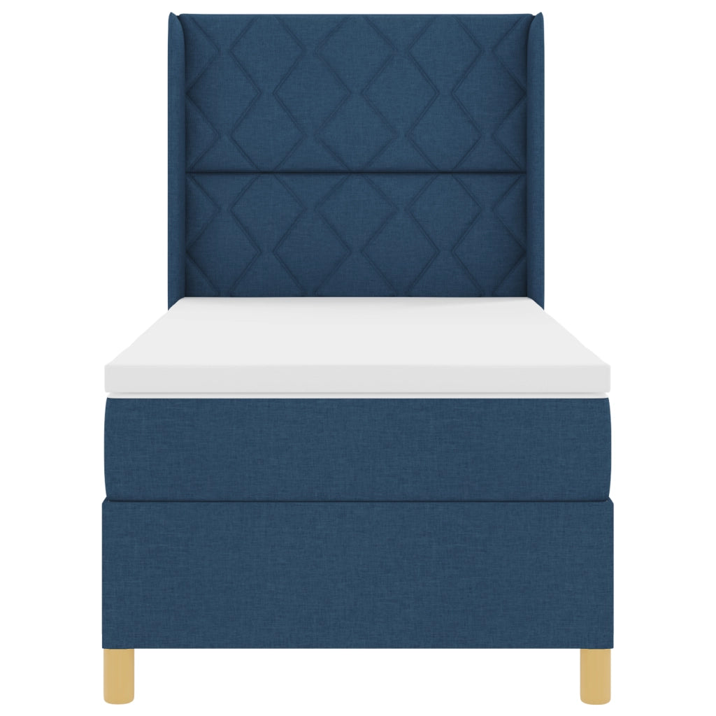 Letto a Box con Materasso Blu 100x200 cm Tessuto