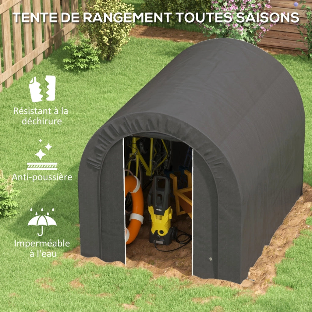 Tenda garage per biciclette ¨C Xylo ¨C PE metallo grigio 240x180x190 cm