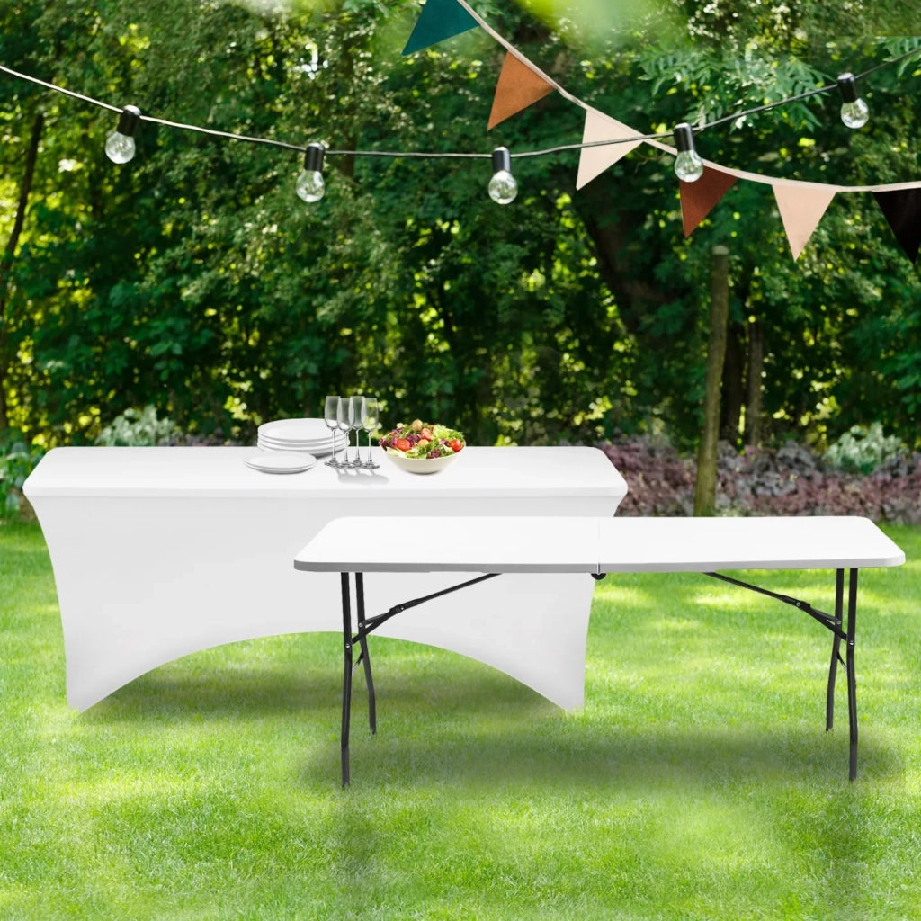IDMarket - Copertura bianche per tavolo pieghevole 180 cm