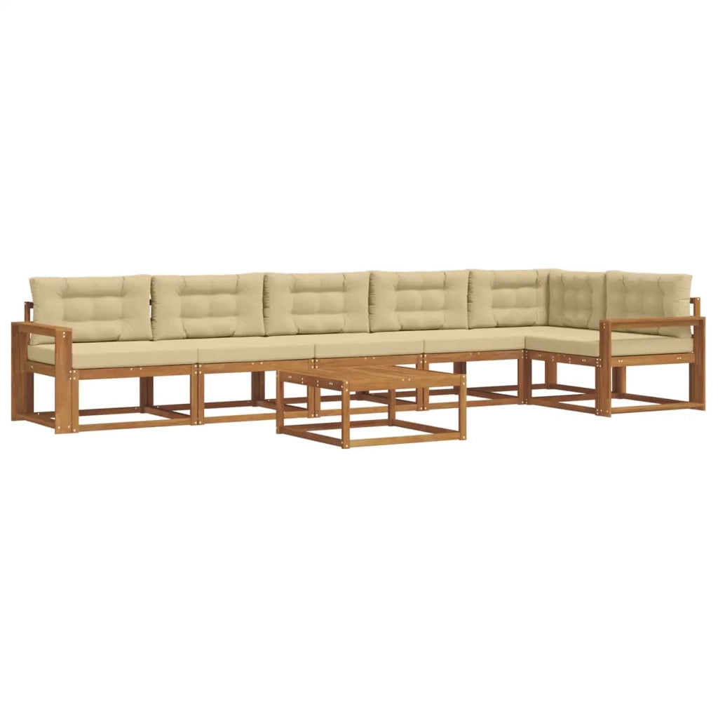 Set di divani da esterno con cuscino 7 pcs Naturale e Beige 3367691