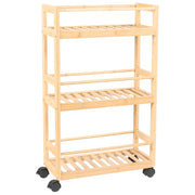 Carrello da bagno in legno di bambù marrone chiaro a 3 ripiani Design