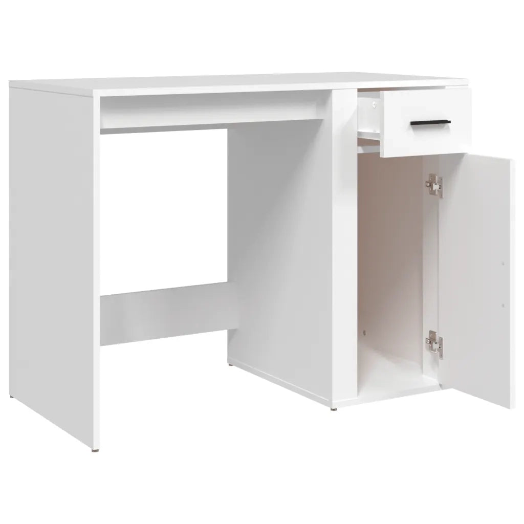 Scrivania-Scrivanie per ufficio e studio-Scrittoio Bianca 100x49x75 cm in Legno Multistrato